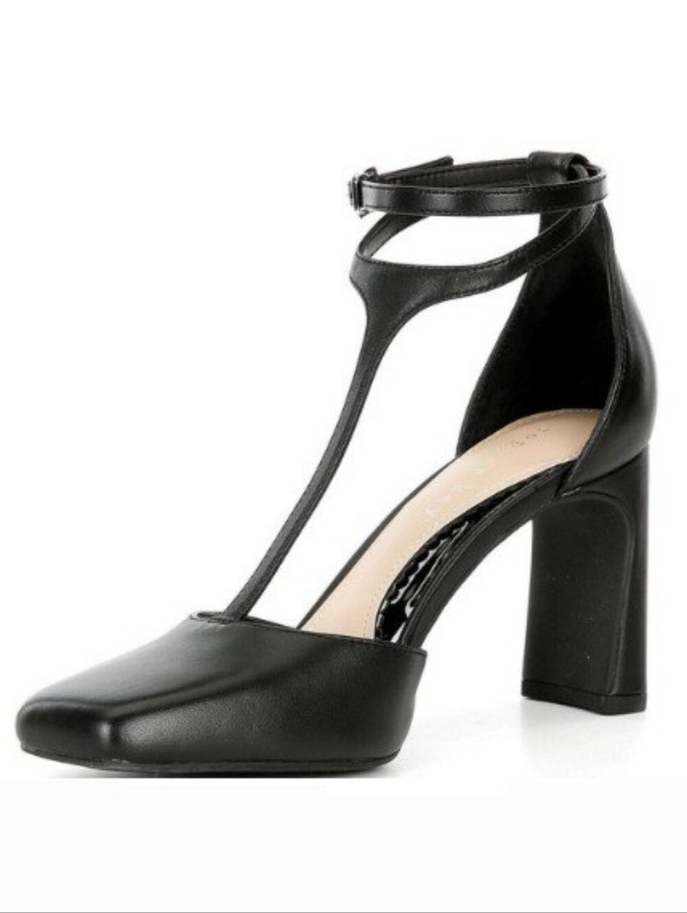 Copper Key T-strap Pumps 9.5 Black Leather Julieta Mary Jane Career New $110He